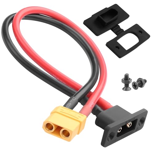 QIANRENON Vergoldeter XT90 Li Batterie Anschluss Feste Montage Kurzes Kabel 10AWG XT90E-M Stecker auf XT90 Buchse Flugmodellbau Batterie Bulkhead Montage Extender adapter, Staubkappe, 30cm/11.8in QIANRENON Vergoldeter XT90 Li Batterie Anschluss Feste Montage Kurzes Kabel 10AWG XT90E-M Stecker auf XT90 Buchse Flugmodellbau Batterie Bulkhead Montage Extender adapter, Staubkappe, 30cm/11.8in von QIANRENON