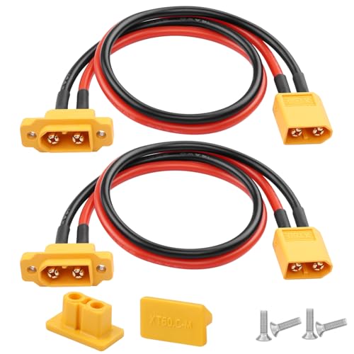 QIANRENON XT60 Flugmodellbau Stecker Feste Installation Kabel XT60E-M Stecker auf XT60 Stecker Li Akku Anschluss Bulkhead Montage Kabel 14AWG Staubschutzhülle,für Outdoor Power FPV Drohne,30cm,2Pcs QIANRENON XT60 Flugmodellbau Stecker Feste Installation Kabel XT60E-M Stecker auf XT60 Stecker Li Akku Anschluss Bulkhead Montage Kabel 14AWG Staubschutzhülle,für Outdoor Power FPV Drohne,30cm,2Pcs von QIANRENON