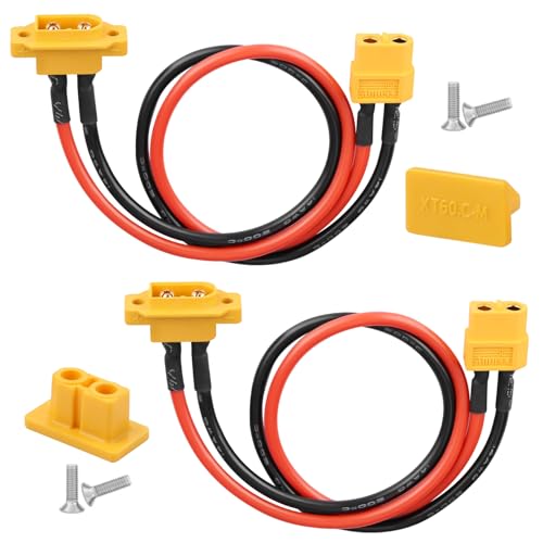 QIANRENON XT60 Li Batterie Anschluss Festeinbau Kurzes Kabel XT60E-M Stecker auf XT60 Buchse Flugmodellbau Akku Bulkhead Montage Adapter 14AWG,Staubschutzhaube,für Außenstrom FPV Drohne,30cm,2Pcs QIANRENON XT60 Li Batterie Anschluss Festeinbau Kurzes Kabel XT60E-M Stecker auf XT60 Buchse Flugmodellbau Akku Bulkhead Montage Adapter 14AWG,Staubschutzhaube,für Außenstrom FPV Drohne,30cm,2Pcs von QIANRENON