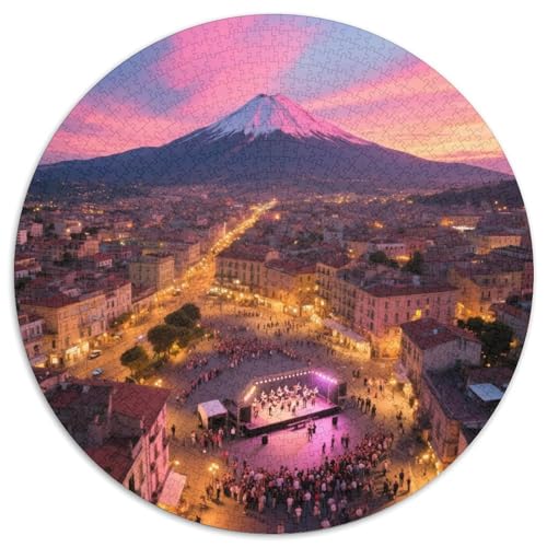 Ätna 1000 PCS Puzzle Rundpuzzle Schwieriges Großes Stressabbau-Spielzeug Für Erwachsene Und Kinder 1000pcs (67.5x67.5cm) von QIAVXZIP