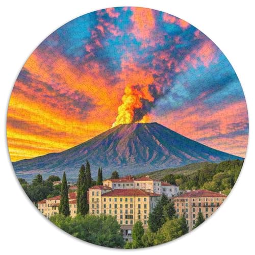 Ätna 1000 Teile Puzzle Kreisförmige EinzigKunst ige Puzzle Schwieriges Großes Stressabbau-Spielzeug Für Erwachsene Kinder Kreativ 1000pcs (67.5x67.5cm) von QIAVXZIP