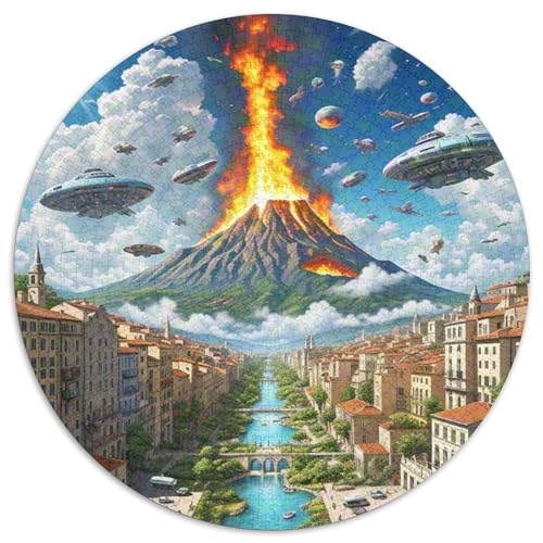 Ätna 1000 Teile Puzzle Rundes Puzzle Schwieriges Großes Stressabbau-Spielzeug Für Erwachsene Und Kinder 1000pcs (67.5x67.5cm) von QIAVXZIP
