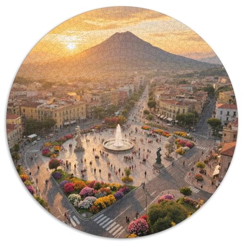 Ätna 1000 Teile Puzzle Rundes Puzzle Schwieriges Großes Stressabbau-Spielzeug Geeignet 1000pcs (67.5x67.5cm) von QIAVXZIP