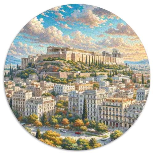 Akropolis von Athen 1000 Teile Puzzle Rundpuzzle Schwieriges Großes Stressabbau-Spielzeug Für Erwachsene Kinder Kreativ 1000pcs (67.5x67.5cm) von QIAVXZIP