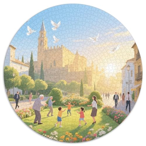 Alhambra, Spanien 1000 Teile Künstlerisches Jigsaw Puzzle Gebäude Rundes Puzzle Schwieriges Großes Stressabbau-Spielzeug Geeignet 1000pcs (67.5x67.5cm) von QIAVXZIP