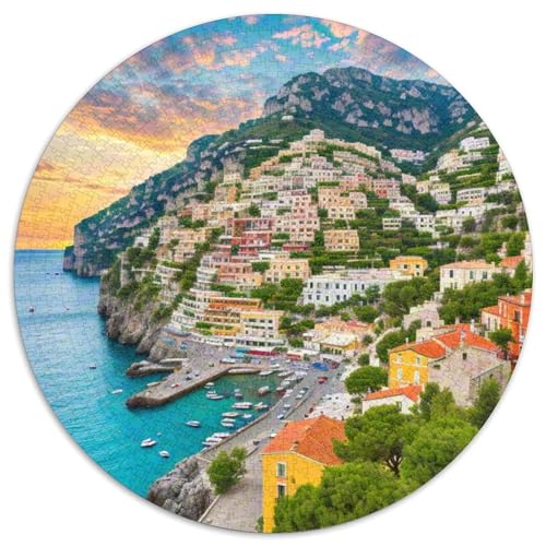 Amalfiküste 1000 PCS Puzzle Circular Puzzles Schwieriges Großes Stressabbau-Spielzeug Geeignet 1000pcs (67.5x67.5cm) von QIAVXZIP