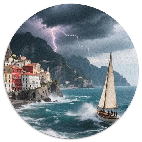 Amalfiküste 1000 PCS Puzzle Circular Puzzles Schwieriges Großes Stressabbau-Spielzeug Geeignet 1000pcs (67.5x67.5cm) von QIAVXZIP