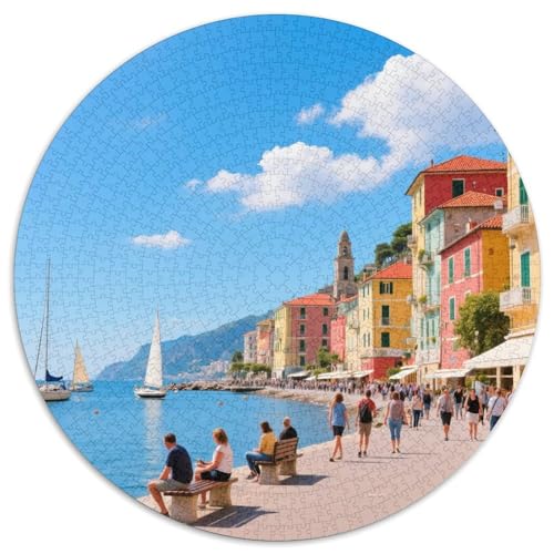 Amalfiküste 1000 PCS Puzzle Runde Puzzles Schwieriges Großes Stressabbau-Spielzeug Geeignet 1000pcs (67.5x67.5cm) von QIAVXZIP