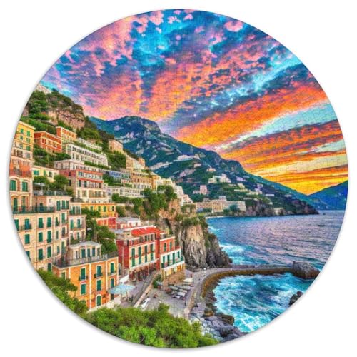Amalfiküste 1000 PCS Puzzle Runde Puzzles Schwieriges Großes Stressabbau-Spielzeug Geeignet 1000pcs (67.5x67.5cm) von QIAVXZIP
