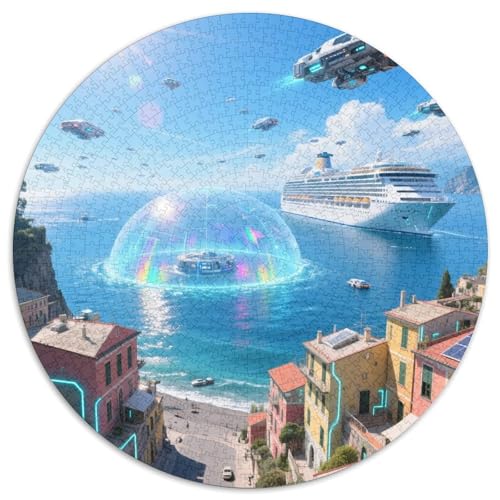 Amalfiküste 1000 PCS Puzzle Rundes Puzzle Schwieriges Großes Stressabbau-Spielzeug Geeignet 1000pcs (67.5x67.5cm) von QIAVXZIP