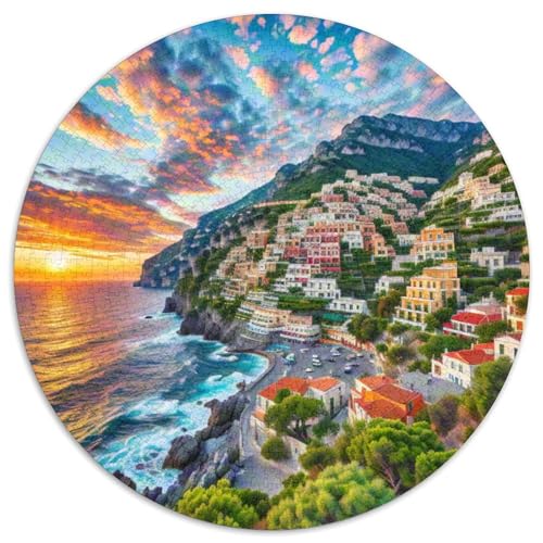 Amalfiküste 1000 Teile Künstlerisches Jigsaw Puzzle Rundpuzzle Schwieriges Großes Stressabbau-Spielzeug Für Erwachsene Kinder Kreativ 1000pcs (67.5x67.5cm) von QIAVXZIP