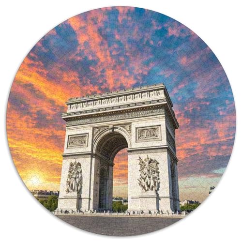 Arc De Triomphe, Frankreich 1000 PCS Künstlerisches Jigsaw Puzzle Gebäude Rundes Puzzle Schwieriges Großes Stressabbau-Spielzeug Geeignet 1000pcs (67.5x67.5cm) von QIAVXZIP