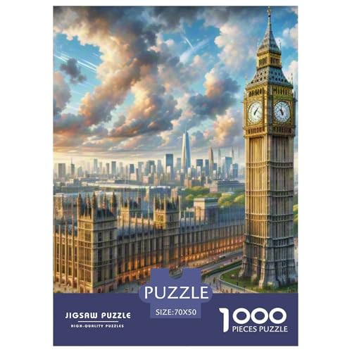 Big Ben, Großbritannien 1000 Teile Klassische Puzzle, Familien, Teile Passen Perfekt Zusammen, Geschicklichkeitsspiel, Premium Quality, Pädagogisches 70x50cm/1000pcs von QIAVXZIP