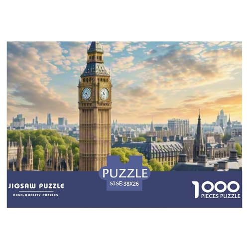 Big Ben, Großbritannien 1000 Teile Klassische Puzzle, Teile Passen Perfekt Zusammen, Geschicklichkeitsspiel, Premium Quality, Stressabbau-Spielzeug 38x26cm/1000pcs von QIAVXZIP