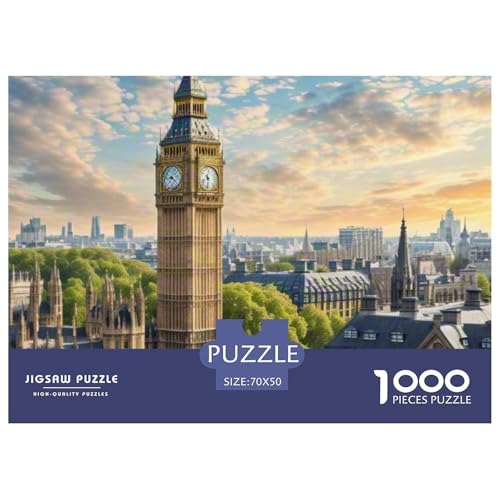 Big Ben, Großbritannien 1000 Teile Klassische Puzzle, Teile Passen Perfekt Zusammen, Geschicklichkeitsspiel, Premium Quality, Stressabbau-Spielzeug 70x50cm/1000pcs von QIAVXZIP