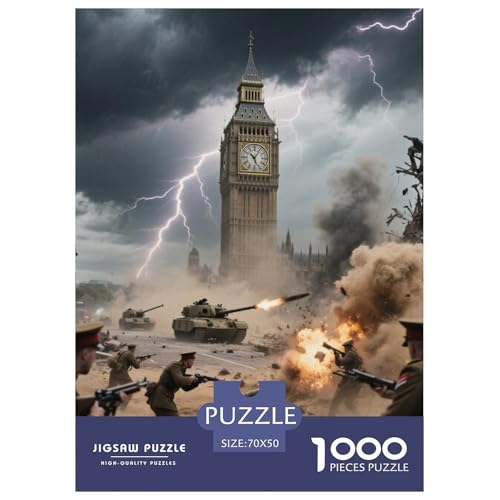 Big Ben, Großbritannien 1000 Teile Klassische Puzzle Und Kinder, Teile Passen Perfekt Zusammen, Geschicklichkeitsspiel, Premium Quality, Stressabbau-Spielzeug 70x50cm/1000pcs von QIAVXZIP