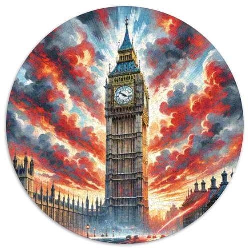 Big Ben, Großbritannien 1000 Teile Puzzle Runde Puzzles Schwieriges Großes Stressabbau-Spielzeug Für Erwachsene Kinder Kreativ 1000pcs (67.5x67.5cm) von QIAVXZIP