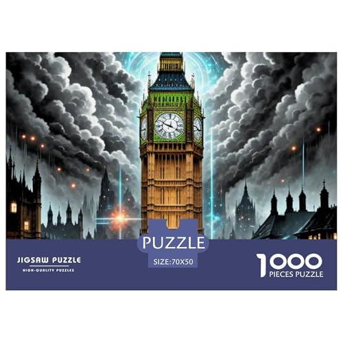 Big Ben, Großbritannien 1000 Teile Schwieriges Großes Puzzle, Familien, Teile Passen Perfekt Zusammen, Geschicklichkeitsspiel, Perfekt Für Spieleabende, Pädagogisches 70x50cm/1000pcs von QIAVXZIP