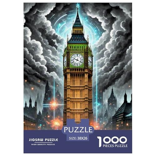 Big Ben, Großbritannien 1000 Teile Schwieriges Großes Puzzle, Familien, Teile Passen Perfekt Zusammen, Geschicklichkeitsspiel, Premium Quality, Pädagogisches 38x26cm/1000pcs von QIAVXZIP
