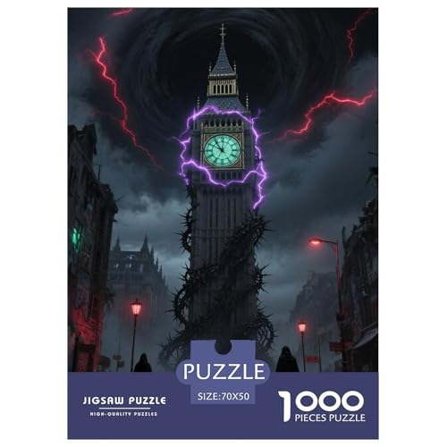 Big Ben, Großbritannien 1000 Teile Schwieriges Großes Puzzle, Teile Passen Perfekt Zusammen, Geschicklichkeitsspiel, Perfekt Für Spieleabende, Pädagogisches 70x50cm/1000pcs von QIAVXZIP