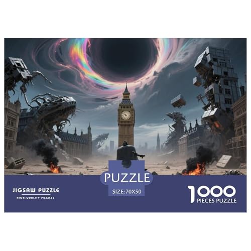 Big Ben, Großbritannien 1000 Teile Unmöglich Puzzles, Familien, Teile Passen Perfekt Zusammen, Geschicklichkeitsspiel, Premium Quality, Pädagogisches 70x50cm/1000pcs von QIAVXZIP