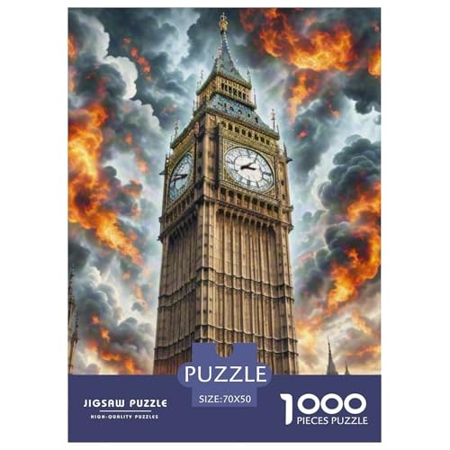 Big Ben, Großbritannien 1000 Teile Unmöglich Puzzles, Teile Passen Perfekt Zusammen, Geschicklichkeitsspiel, Perfekt Für Spieleabende, Stressabbau-Spielzeug 70x50cm/1000pcs von QIAVXZIP