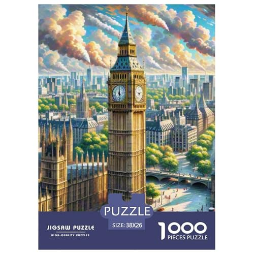 Big Ben, Großbritannien 1000 Teile Unmöglich Puzzles, Teile Passen Perfekt Zusammen, Geschicklichkeitsspiel, Premium Quality, Pädagogisches 38x26cm/1000pcs von QIAVXZIP