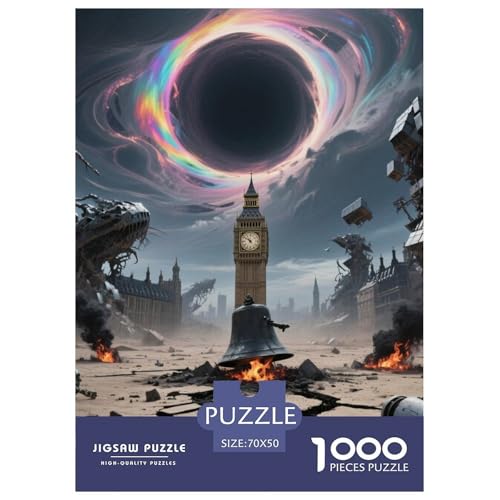 Big Ben, Großbritannien 1000 Teile Unmöglich Puzzles, Teile Passen Perfekt Zusammen, Geschicklichkeitsspiel, Premium Quality, Stressabbau-Spielzeug 70x50cm/1000pcs von QIAVXZIP