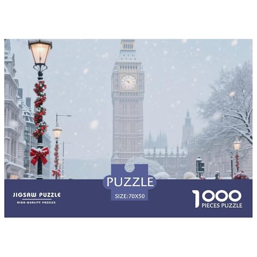Big Ben, Großbritannien 1000 Teile Unmöglich Puzzles, Teile Passen Perfekt Zusammen, Geschicklichkeitsspiel, Premium Quality, Stressabbau-Spielzeug 70x50cm/1000pcs von QIAVXZIP