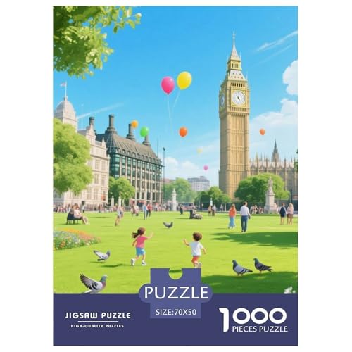 Big Ben, Großbritannien 1000 Teile Unmöglich Puzzles Und Kinder, Teile Passen Perfekt Zusammen, Geschicklichkeitsspiel, Premium Quality, Pädagogisches 70x50cm/1000pcs von QIAVXZIP