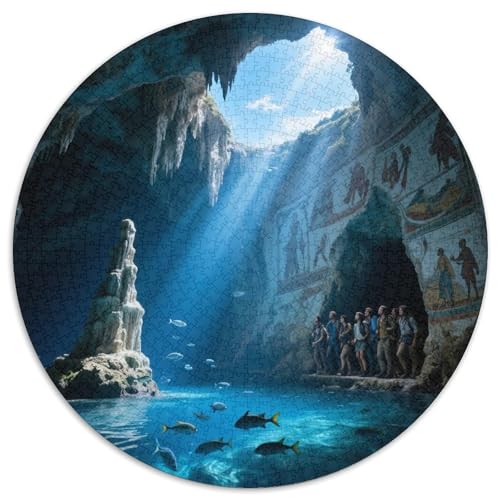 Blaue Grotte 1000 PCS Puzzle Rundpuzzle Schwieriges Großes Stressabbau-Spielzeug Für Erwachsene Und Kinder 1000pcs (67.5x67.5cm) von QIAVXZIP