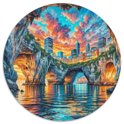 Blaue Grotte 1000 PCS Puzzle Rundpuzzle Schwieriges Großes Stressabbau-Spielzeug Geeignet 1000pcs (67.5x67.5cm) von QIAVXZIP