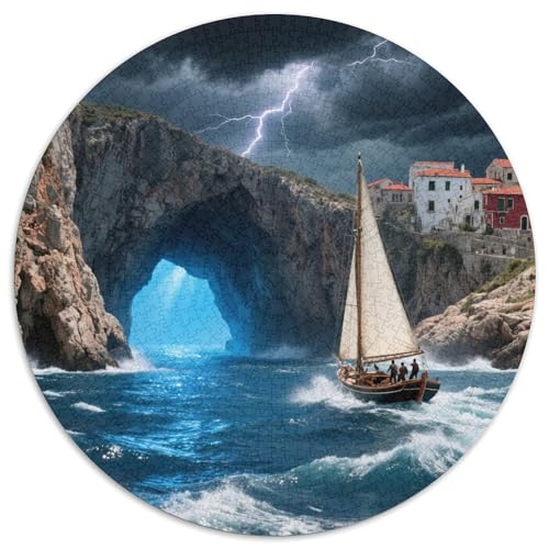 Blaue Grotte 1000 Teile Puzzle Runde Puzzles Schwieriges Großes Stressabbau-Spielzeug Für Erwachsene Und Kinder 1000pcs (67.5x67.5cm) von QIAVXZIP