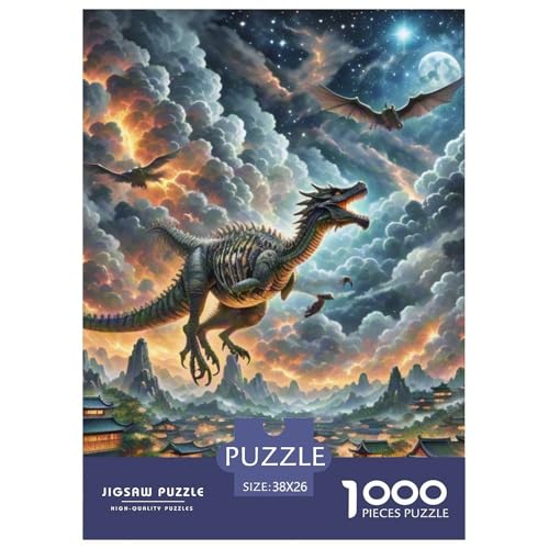 Bone Dragon Skimming Nacht 1000 Teile Klassische Puzzle, Teile Passen Perfekt Zusammen, Geschicklichkeitsspiel, Perfekt Für Spieleabende, Stressabbau-Spielzeug 38x26cm/1000pcs von QIAVXZIP