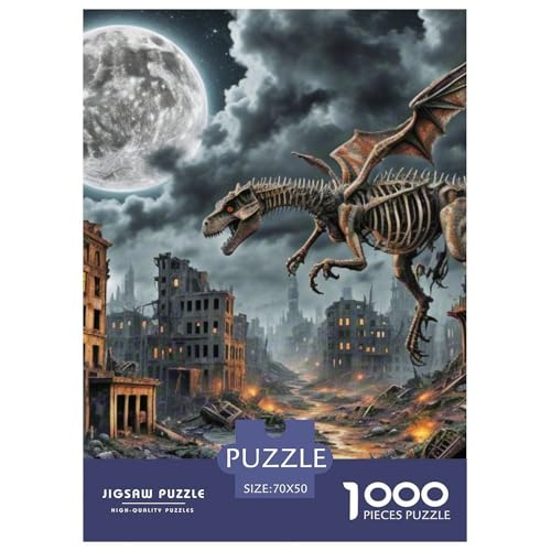 Bone Dragon Skimming Nacht 1000 Teile Klassische Puzzle, Teile Passen Perfekt Zusammen, Geschicklichkeitsspiel, Premium Quality, Stressabbau-Spielzeug 70x50cm/1000pcs von QIAVXZIP