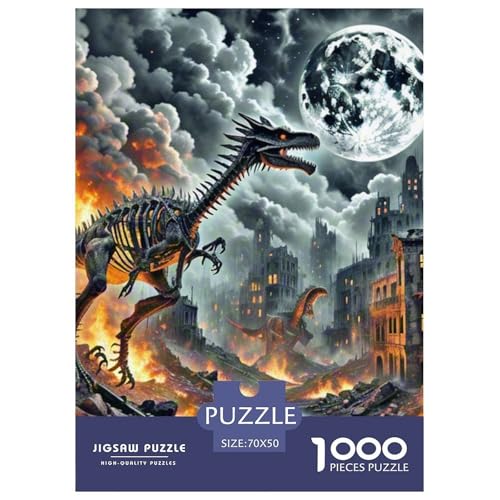 Bone Dragon Skimming Nacht 1000 Teile Klassische Puzzle Und Kinder, Teile Passen Perfekt Zusammen, Geschicklichkeitsspiel, Perfekt Für Spieleabende, Pädagogisches 70x50cm/1000pcs von QIAVXZIP