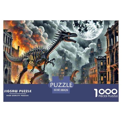 Bone Dragon Skimming Nacht 1000 Teile Klassische Puzzle Und Kinder, Teile Passen Perfekt Zusammen, Geschicklichkeitsspiel, Premium Quality, Pädagogisches 38x26cm/1000pcs von QIAVXZIP