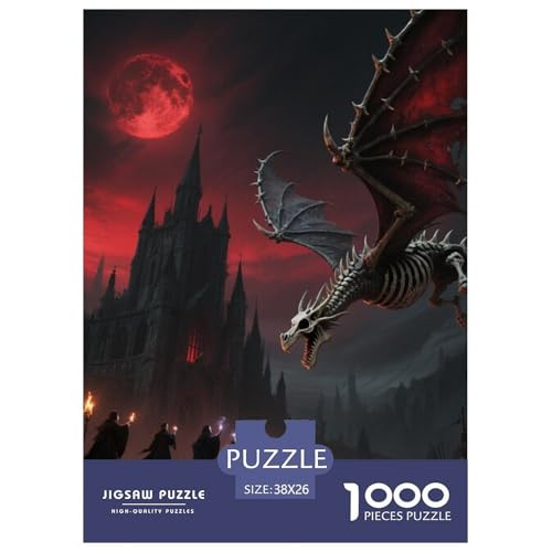 Bone Dragon Skimming Nacht 1000 Teile Schwieriges Großes Puzzle, Teile Passen Perfekt Zusammen, Geschicklichkeitsspiel, Perfekt Für Spieleabende, Pädagogisches 38x26cm/1000pcs von QIAVXZIP