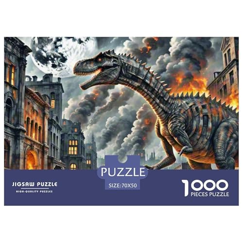 Bone Dragon Skimming Nacht 1000 Teile Schwieriges Großes Puzzle, Teile Passen Perfekt Zusammen, Geschicklichkeitsspiel, Premium Quality, Stressabbau-Spielzeug 70x50cm/1000pcs von QIAVXZIP