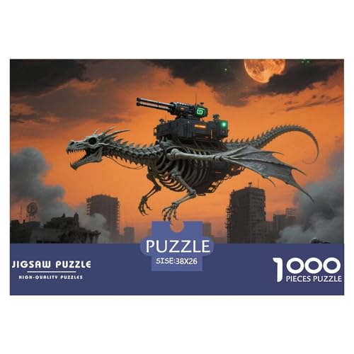 Bone Dragon Skimming Nacht 1000 Teile Schwieriges Großes Puzzle Und Kinder, Teile Passen Perfekt Zusammen, Geschicklichkeitsspiel, Perfekt Für Spieleabende, Stressabbau-Spielzeug 38x26 von QIAVXZIP