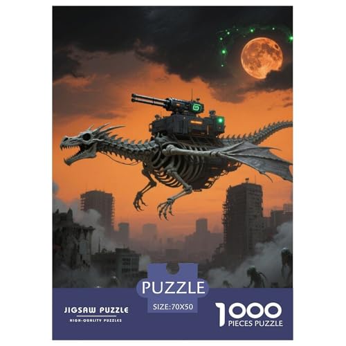 Bone Dragon Skimming Nacht 1000 Teile Unmöglich Puzzles, Teile Passen Perfekt Zusammen, Geschicklichkeitsspiel, Premium Quality, Pädagogisches 70x50cm/1000pcs Bone Dragon Skimming Nacht 1000 Teile Unmöglich Puzzles, Teile Passen Perfekt Zusammen, Geschicklichkeitsspiel, Premium Quality, Pädagogisches 70x50cm/1000pcs von QIAVXZIP