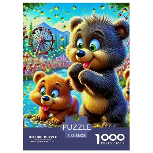 Braun Bär 1000 Teile Anspruchsvolles Puzzle Tier Für Erwachsene Und Kinder, Teile Passen Perfekt Zusammen, Geschicklichkeitsspiel, Premium Quality, Stressabbau-Spielzeug 38x26cm/1000pcs von QIAVXZIP