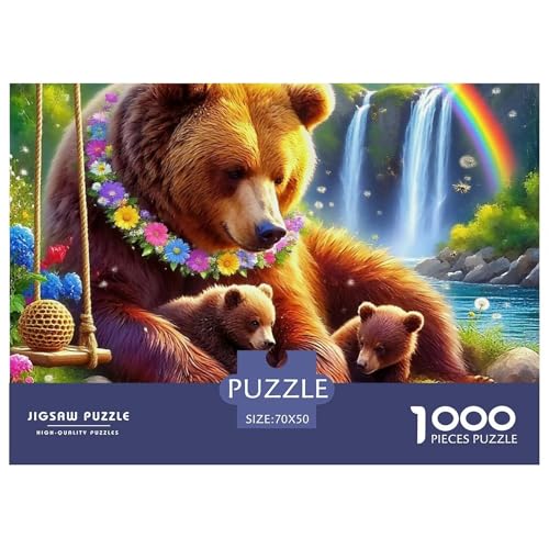 Braun Bär 1000 Teile Anspruchsvolles Puzzle Tier Für Erwachsene Und Kinder, Teile Passen Perfekt Zusammen, Geschicklichkeitsspiel, Premium Quality, Stressabbau-Spielzeug 70x50cm/1000pcs von QIAVXZIP