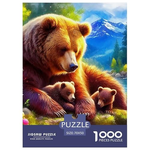 Braun Bär 1000 Teile Schwieriges Großes Puzzle Tier Für Erwachsene, Familien, Teile Passen Perfekt Zusammen, Geschicklichkeitsspiel, Premium Quality, Pädagogisches 70x50cm/1000pcs von QIAVXZIP