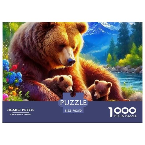 Braun Bär 1000 Teile Unmöglich Puzzles Tier Für Die Ganze Familie, Teile Passen Perfekt Zusammen, Geschicklichkeitsspiel, Perfekt Für Spieleabende, Stressabbau-Spielzeug 70x50cm/1000pcs von QIAVXZIP