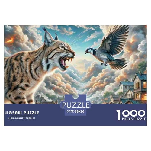 Caracal Jagd Vögel 1000 Teile Klassische Puzzle Tier Und Kinder, Teile Passen Perfekt Zusammen, Geschicklichkeitsspiel, Perfekt Für Spieleabende, Pädagogisches 38x26cm/1000pcs von QIAVXZIP