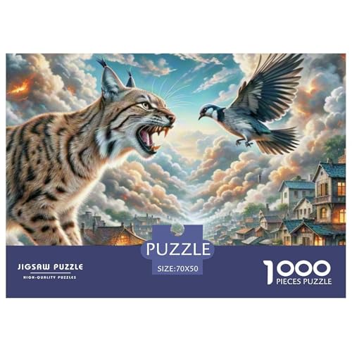 Caracal Jagd Vögel 1000 Teile Schwieriges Großes Puzzle Tier, Familien, Teile Passen Perfekt Zusammen, Geschicklichkeitsspiel, Perfekt Für Spieleabende, Stressabbau-Spielzeug 70x50 von QIAVXZIP