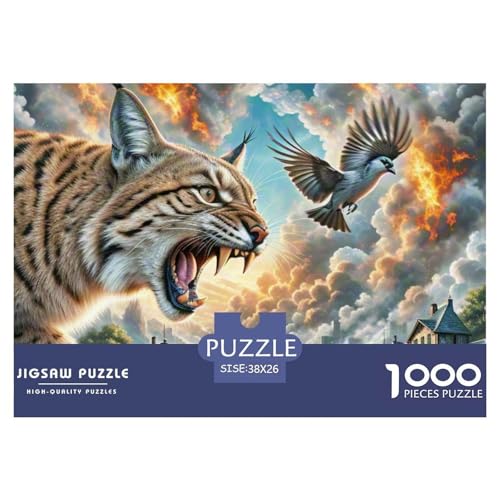 Caracal Jagd Vögel 1000 Teile Schwieriges Großes Puzzle Tier, Teile Passen Perfekt Zusammen, Geschicklichkeitsspiel, Perfekt Für Spieleabende, Stressabbau-Spielzeug 38x26cm/1000pcs von QIAVXZIP