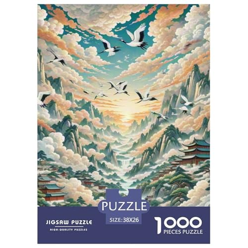 Cloud Crane Piercing Schlucht 1000 Teile Schwieriges Großes Puzzle Tier, Teile Passen Perfekt Zusammen, Geschicklichkeitsspiel, Premium Quality, Pädagogisches 38x26cm/1000pcs von QIAVXZIP