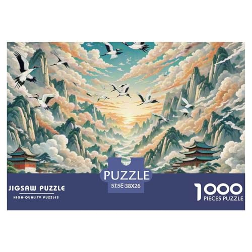 Cloud Crane Piercing Schlucht 1000 Teile Unmöglich Puzzles Tier, Teile Passen Perfekt Zusammen, Geschicklichkeitsspiel, Perfekt Für Spieleabende, Stressabbau-Spielzeug 38x26cm/100 von QIAVXZIP